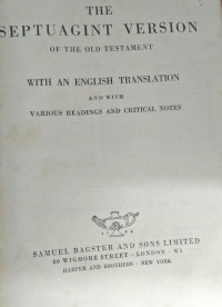 The Septuagint Version Of The Old Testament